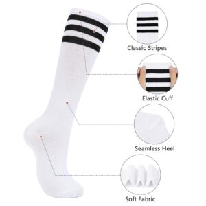 American Trends Knee High Socks Athletic Knee High Stockings Casual Tube Socks for Women 1 Pack White Black One Size