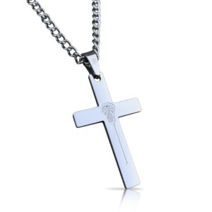 Elite Athletic Gear Lacrosse Cross Pendant With Chain Necklace - Stainless Steel