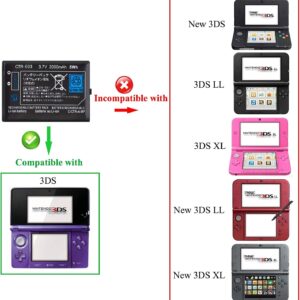 HDCKU Battery Replacement Compatible for Nin 3DS CTR-003 with Tool Kit Pack(Not compatiable with 3DS XL SPR-003)