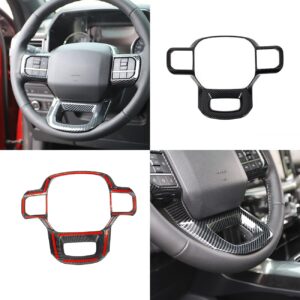 Korlot Carbon Fiber Outlook Steering Wheel Interior Cover Trim Accessories for Ford F150 2021+ for 2023 F250 F350 Super Duty for Expedition 2022+