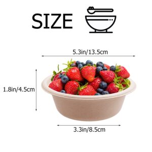 Qiuttnqn 100 Pack Compostable 12oz Paper Bowls,Heavy-Duty Quality Natural Paper Bowls Disposable,Natural Plant Fiber Dinner Bowls for Snacks,Parties,Picnics,Banquets and Barbecues