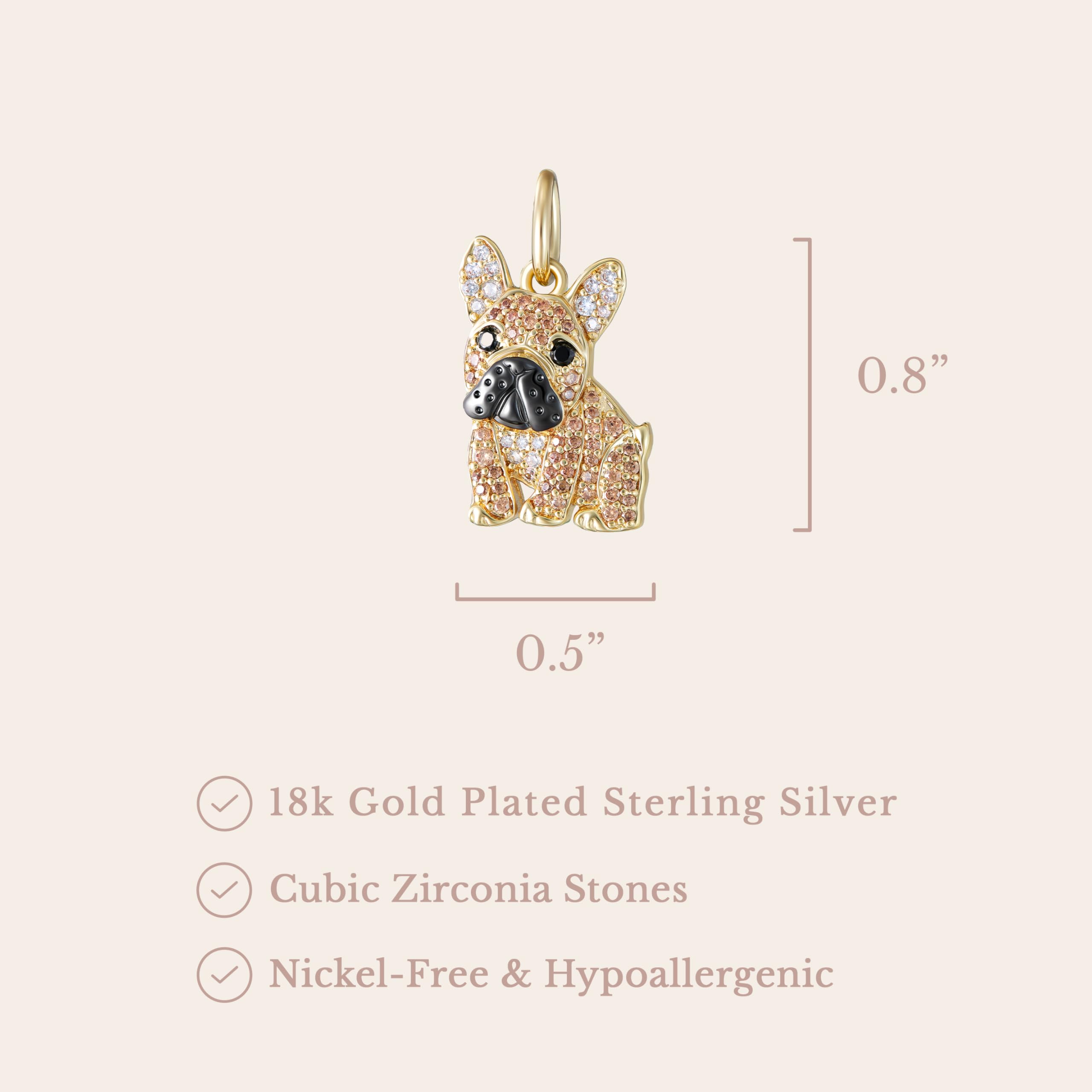 SCAMPER & CO French Bulldog Pendant Necklace for Women - Gemstone Cubic Zirconia