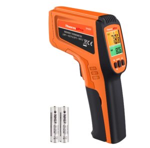 thermopro tp450 dual laser temperature gun for cooking, digital infrared thermometer for pizza oven grill, laser thermometer gun with adjustable emissivity temp gun -58℉to 1022℉(not for human)