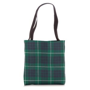 Hamilton Green Modern Scottish Clan Tartan Tote Bag