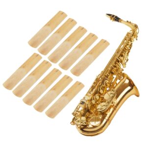 10PCs Tenor Saxophone Reeds Tenor Sax Accessories With Plastic Protective Cover Woodwind Musical Instrument Accessories for Beginners Educators Students