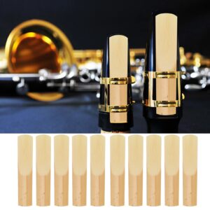 10PCs Tenor Saxophone Reeds Tenor Sax Accessories With Plastic Protective Cover Woodwind Musical Instrument Accessories for Beginners Educators Students