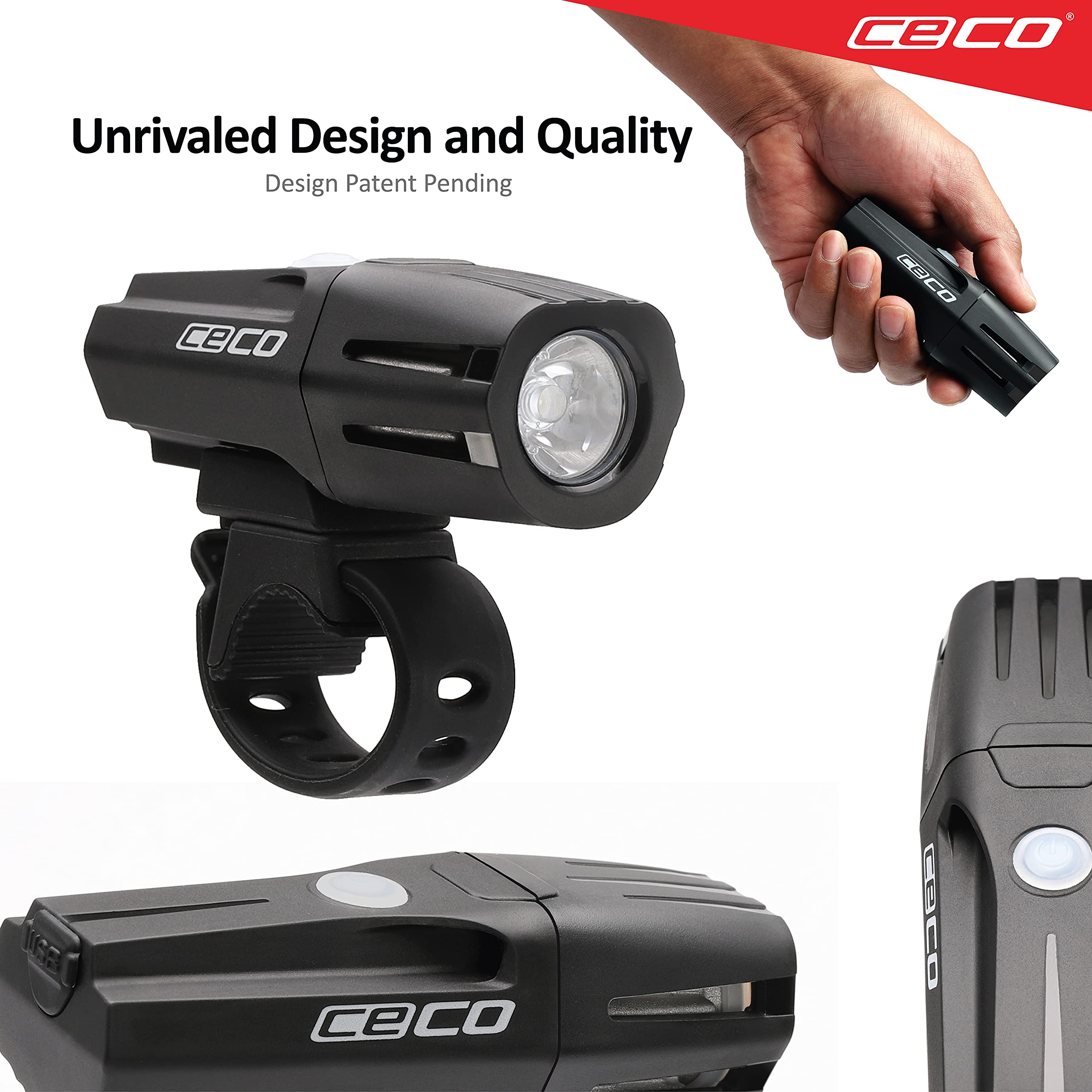 CECO-USA: 1,200 Lumen USB Rechargeable Bicycle Headlight – FLEXIBLE MOUNT VERSION- Tough & Durable IP67 Waterproof & FL-1 Impact Resistant– Super Bright Model F1200– For Commuter, Road, Mountain Bikes