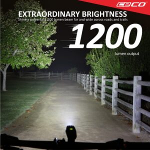 CECO-USA: 1,200 Lumen USB Rechargeable Bicycle Headlight – FLEXIBLE MOUNT VERSION- Tough & Durable IP67 Waterproof & FL-1 Impact Resistant– Super Bright Model F1200– For Commuter, Road, Mountain Bikes