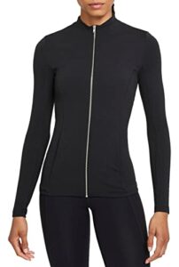 nike yoga luxe dri-fit women's full-zip jacket (x-small, black/dark smoke grey)