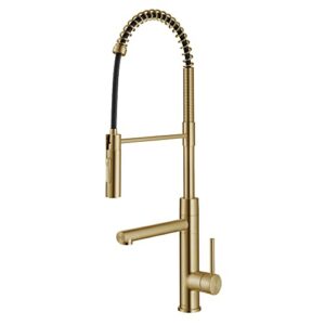 kraus artec pro (2nd gen) commercial style pull-down single handle kitchen faucet with pot filler in brushed brass, kpf-1604bb