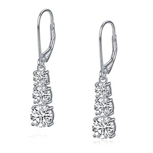 925 Sterling Silver Cubic Zirconia Leverback Drop Earrings Cz Dangle Earrings for Women