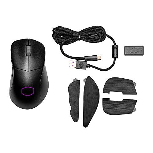 Cooler Master MM731 Wireless Gaming Mouse Black, Adjustable 19,000 DPI, Palm|Claw Grip, 2.4GHz|Bluetooth, PixArt Optical Sensor, Ultraweave Cable, PTFE Feet, RGB Lighting (MM-731-KKOH1)