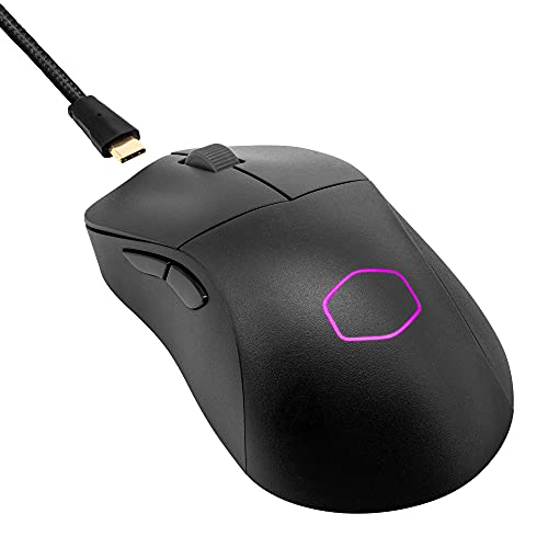 Cooler Master MM731 Wireless Gaming Mouse Black, Adjustable 19,000 DPI, Palm|Claw Grip, 2.4GHz|Bluetooth, PixArt Optical Sensor, Ultraweave Cable, PTFE Feet, RGB Lighting (MM-731-KKOH1)