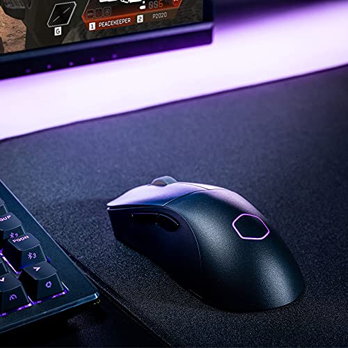 Cooler Master MM731 Wireless Gaming Mouse Black, Adjustable 19,000 DPI, Palm|Claw Grip, 2.4GHz|Bluetooth, PixArt Optical Sensor, Ultraweave Cable, PTFE Feet, RGB Lighting (MM-731-KKOH1)