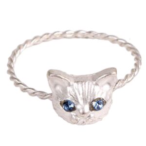 u-m pulabo ring ladies ring hand ornament rhinestone glitter cat pattern cute fashionable anniversary present exquisite useful