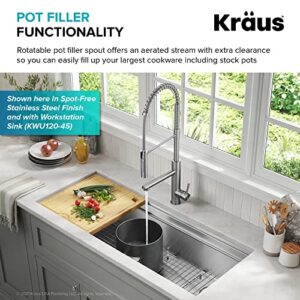 KRAUS Artec Pro (2nd Gen) Commercial Style Pull-Down Single Handle Kitchen Faucet with Pot Filler in Brushed Brass, KPF-1604BB