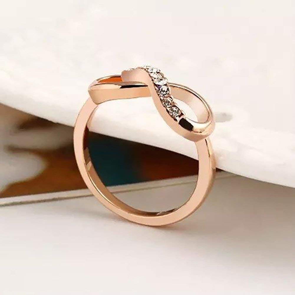 U-M PULABO Luxury 8 Infinity Zircon Inlaid Ring Wedding Evening Party Women Finger Jewelry Creative and Exquisite Popular