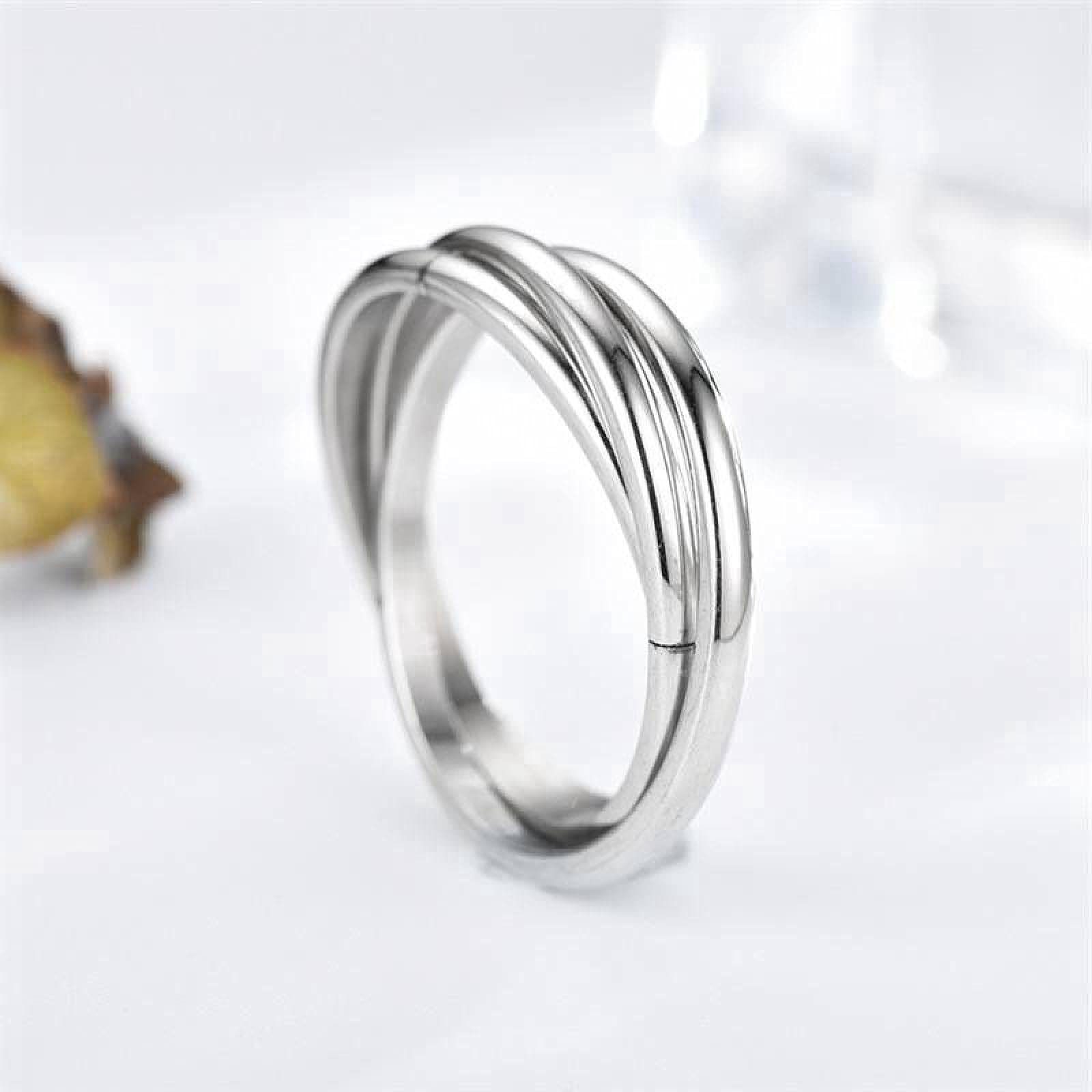 AOOF Stainless Steel Three Ring Sansheng Iii Ring European and American Fashion Titanium Steel Couple Ring Female 6号 Silvery