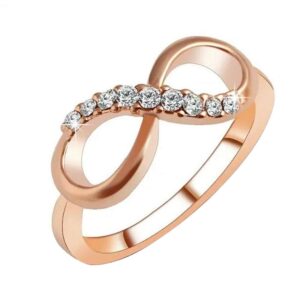 U-M PULABO Luxury 8 Infinity Zircon Inlaid Ring Wedding Evening Party Women Finger Jewelry Creative and Exquisite Popular