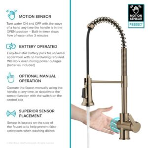 KRAUS Britt Touchless Sensor Commercial Pull-Down Single Handle Kitchen Faucet in Spot Free Antique Champagne Bronze, KSF-1691SFACB