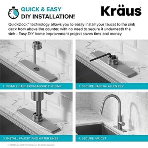 KRAUS Oletto Pull-Down Single Handle Kitchen Faucet with QuickDock Top Mount Installation Assembly in Spot Free Antique Champagne Bronze, 15 1/8 Inch, KPF-2620SFACB