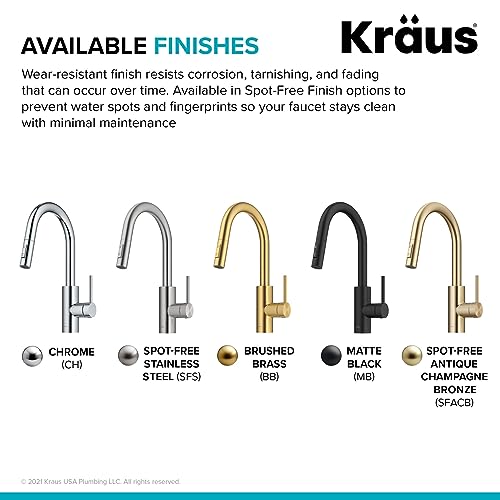 KRAUS Oletto Pull-Down Single Handle Kitchen Faucet with QuickDock Top Mount Installation Assembly in Spot Free Antique Champagne Bronze, 15 1/8 Inch, KPF-2620SFACB