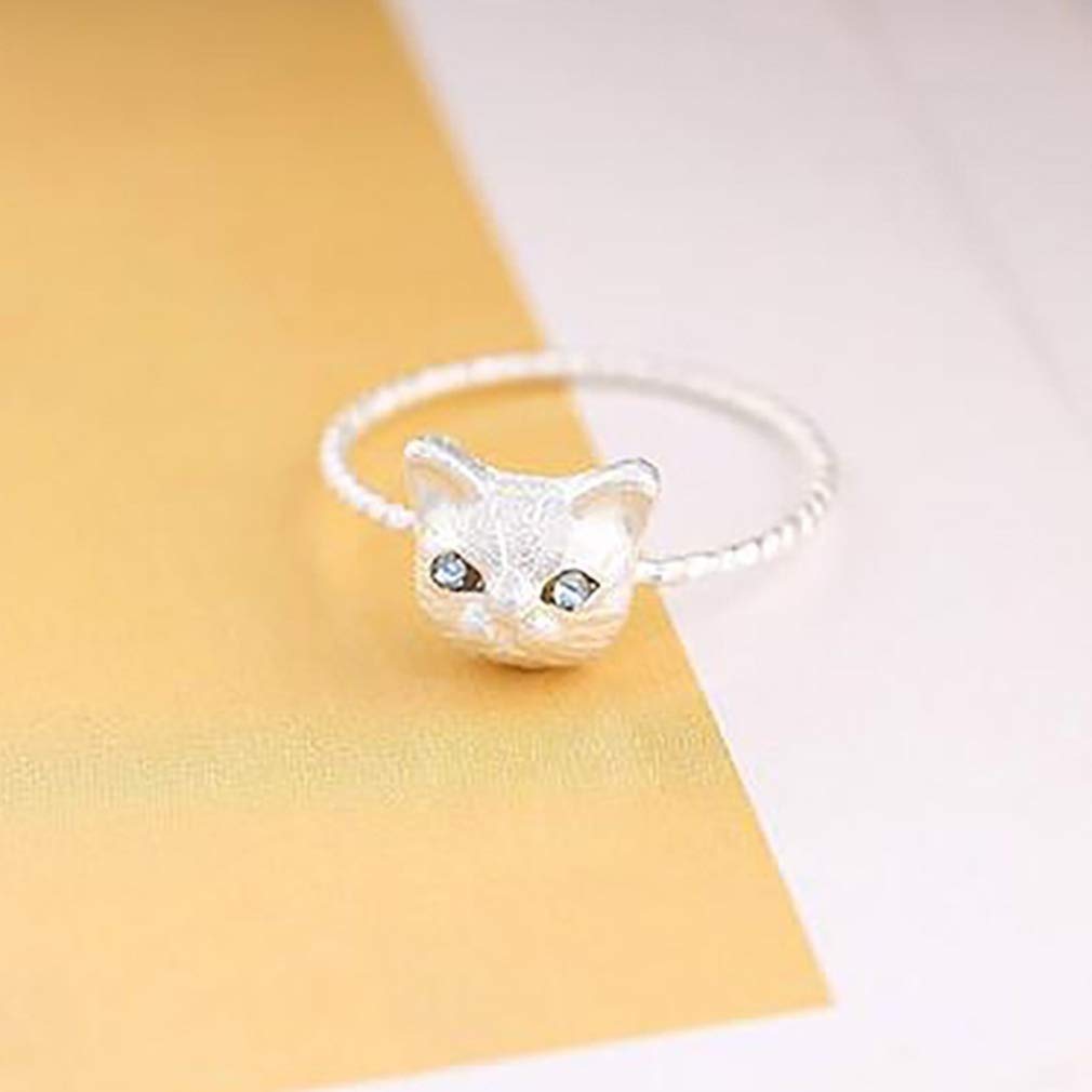 U-M PULABO Ring Ladies Ring Hand Ornament Rhinestone Glitter Cat Pattern Cute Fashionable Anniversary Present Exquisite Useful