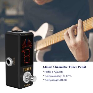 Vivlex Chromatic Tuner Pedal HD LED Display Mini Tuning Pedal for Guitar and Bass High Precision Full Metal Shell with True Bypass