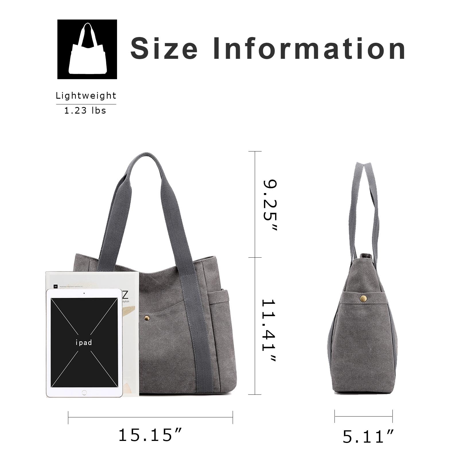 Tote Bag for Women Canvas Totes Purse Shoulder Handbag Top Handle Work Bags for Daily Leisure Shopping