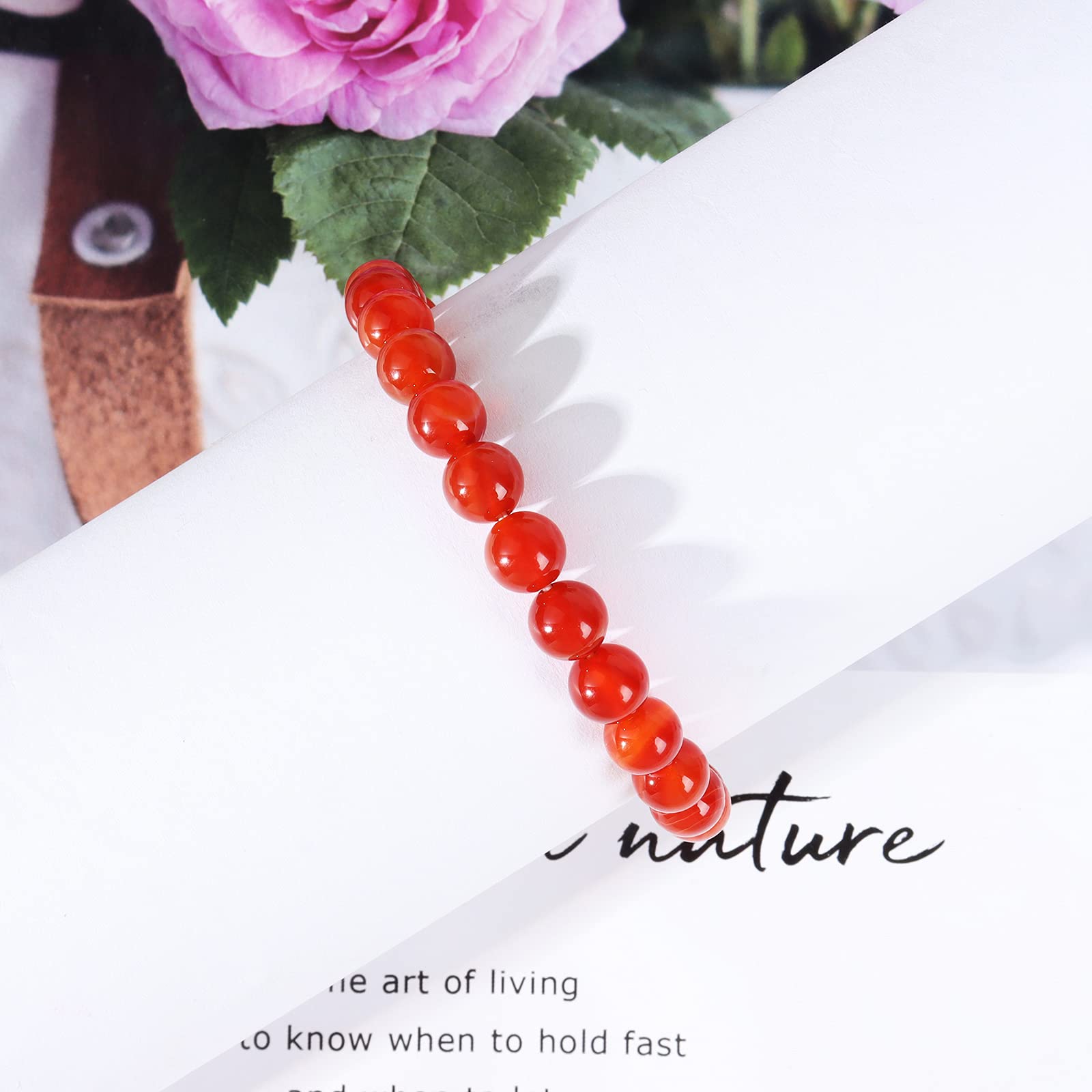 YANCHUN Carnelian Necklace Bracelet Set Red Jewelry for Women Healing Crystal Necklace Beaded Bracelets Lucky Red Jewelry Gifts