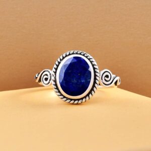 Shop LC Handmade Blue Lapis Lazuli Solitaire Ring for Women Jewelry 925 Sterling Silver Size 6 Ct 2.5 Birthday Gifts for Women