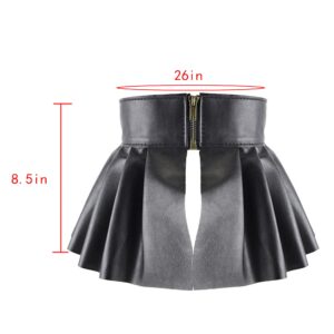 Sun Kea Women's Dress Belt PU Leather Pleated Fashion Stretchy Peplum Cinch Belt Skirt Style Elastic Wide Waistband