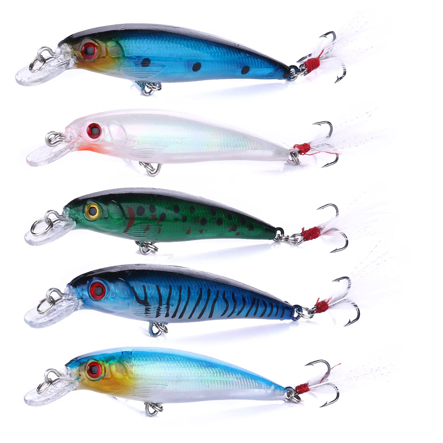 Minnow Lures,Fishing Lures for Bass,Fishing Tackle CrankBait Bass,Hard Bait Swimbait Fishing Lure,Topwater Lures for Trout Walleye Bass Freshwater/Saltwater Artificial Fishing Lure,10pcs/Box