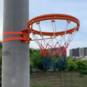 basketball hoop yxx- 18 inch double ring basketball rim replacement for pool, tree & pole, heavy duty wall mount and goals with adjustable strap & nylon net (color : orange, size : 45cm(17.7"))