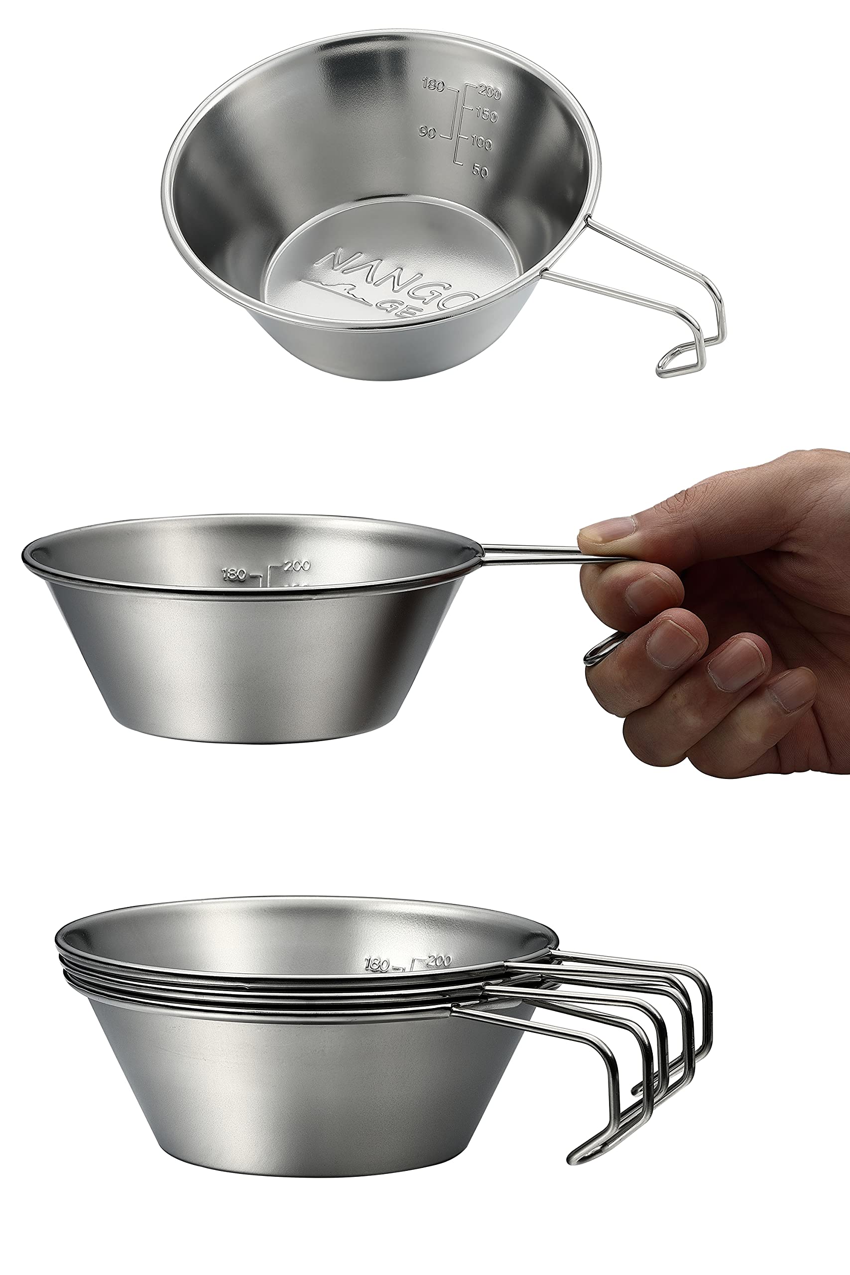 NANGOGEAR Camping Sierra Cup 310ml 2pcs Set Food Grade Stainless Steel Dishwasher Safe (21110)