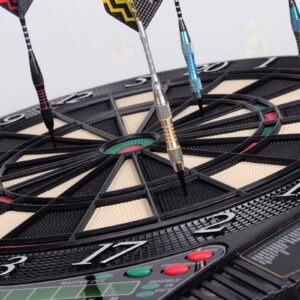 Electronic Dart Board - Dart Board Electronic Scoreboard for 16 Players - 6 Darts Plastic Tips 50 Soft Tips LED Display Power Adapter Throw Line