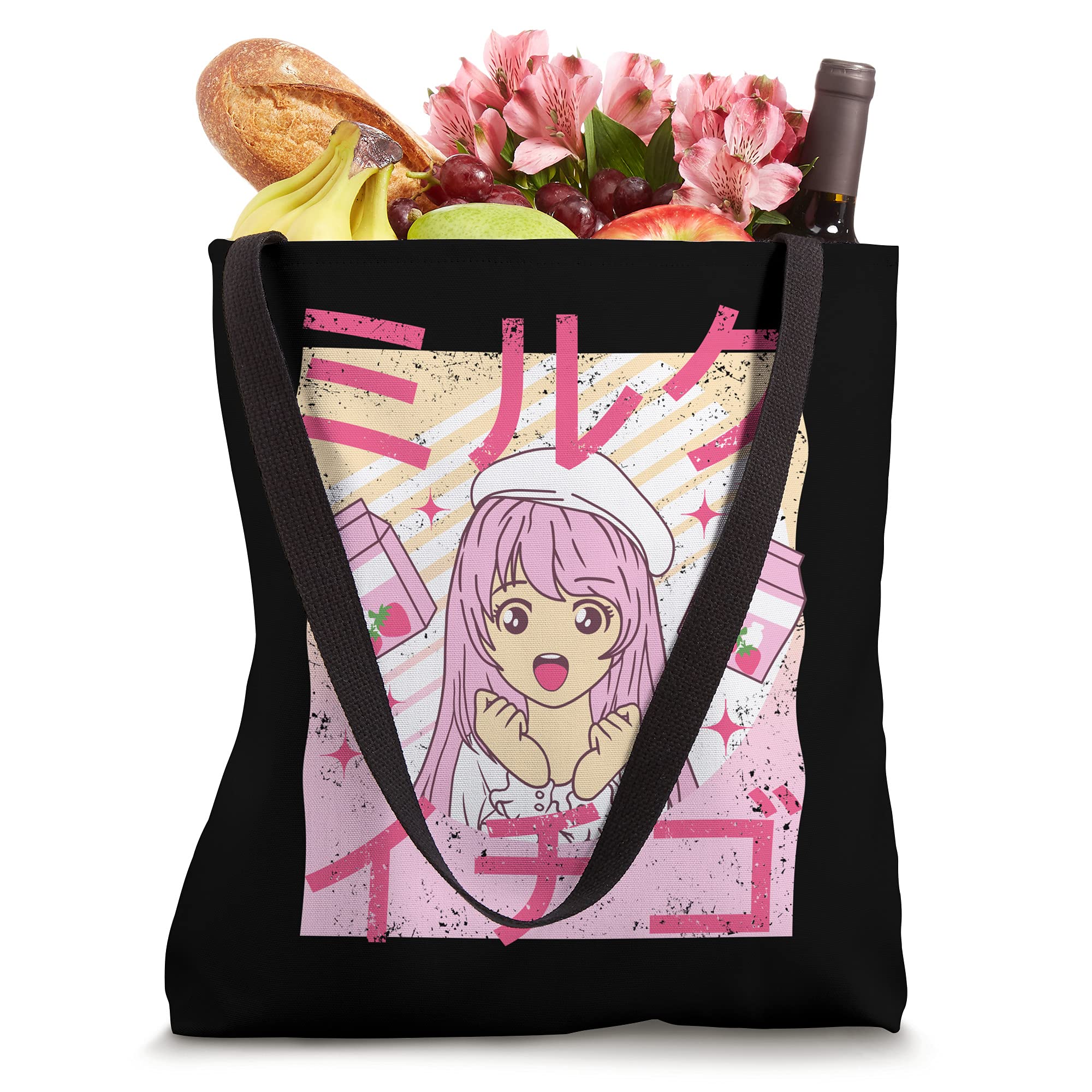 YAY! Strawberry Milk Anime Girl Kawaii Graphic for Girls Boy Tote Bag