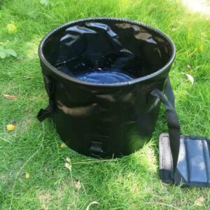 BANCHELLE Collapsible Camping Bucket with Lid 5 Gallon for Traveling Fishing Gardening (Black, 20L)