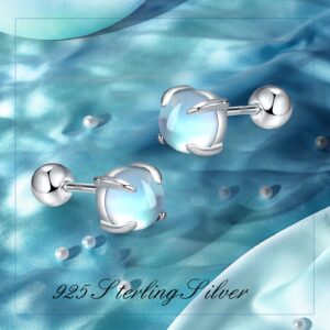 Moonstone Earrings for Women 925 Sterling Silver Moonstone Stud Earrings Round Moonstone Earrings Jewelry Gifts for Women