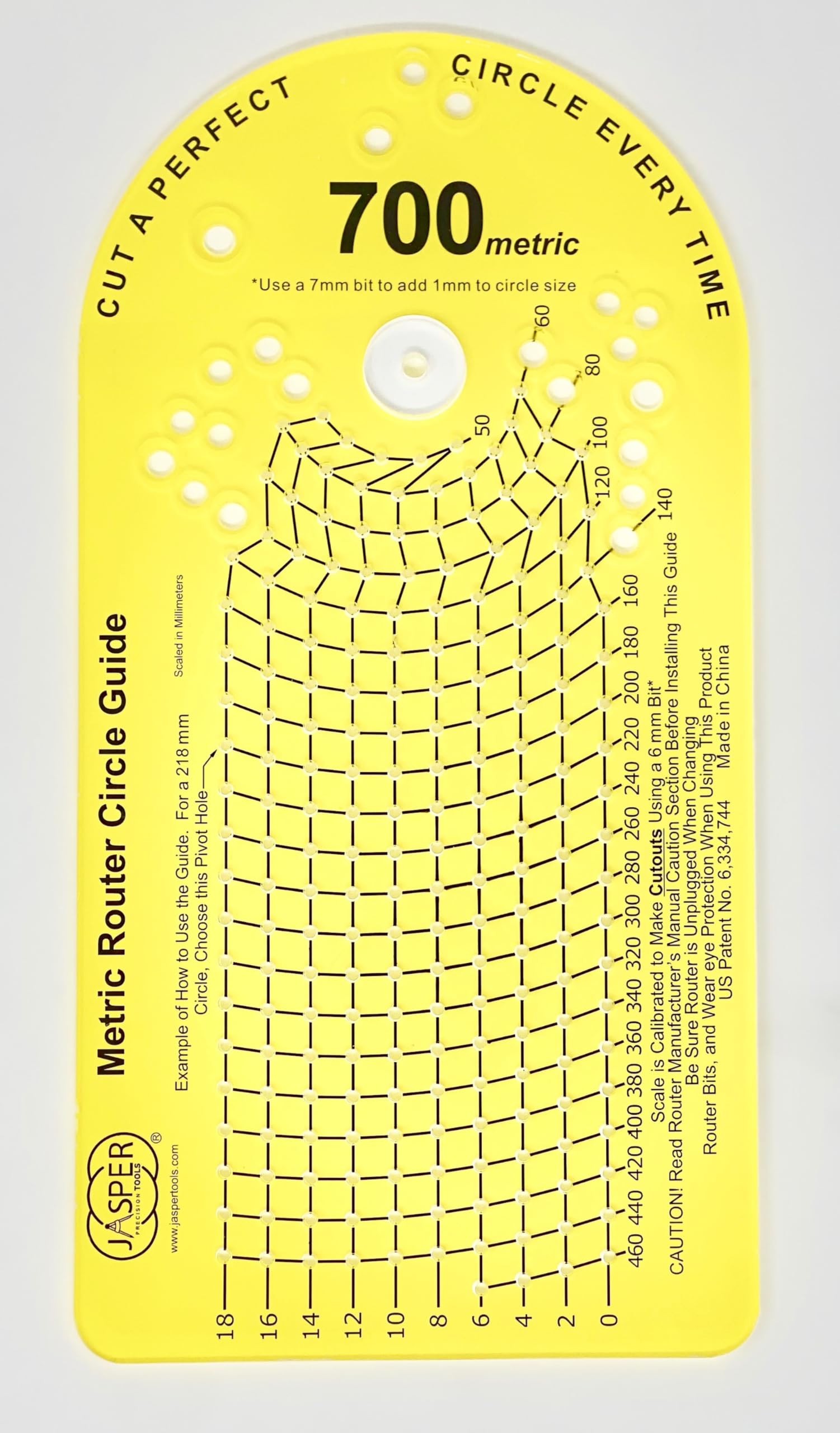 Jasper 700 Metric Circle Cutter Router Jig - Router Circle Cutting Jig Cuts Perfect Circles from 50mm to 406mm D - Circle Guide Ki Jig Includes Calibration Disc, Pivot Pins & Fits Most Popular Routers