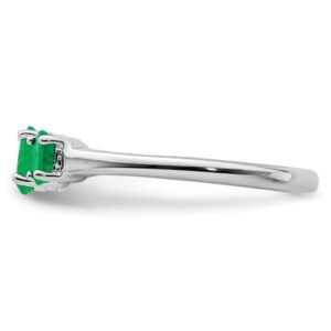 IceCarats 925 Sterling Silver Green Emerald 3 Stone Diamond Ring Gemstone Band Size 6