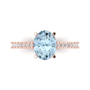 clara pucci 2.65ct oval cut solitaire w/accent natural swiss blue topaz vvs1 wedding anniversary bridal ring 18k rose gold 3.5