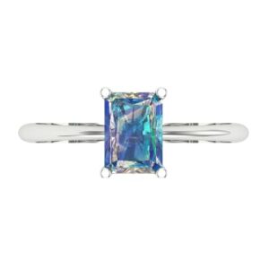 clara pucci 1.0 ct radiant cut solitaire blue moissanite ideal engagement bridal promise anniversary designer ring 18k white gold sz 4.5