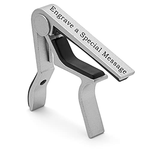 Personalized Guitar Capo - Customized Laser Engraved Zinc Metal Capo - for Acoustic and Electric Guitars Ukulele, Mandolin, Banjo, Classical Guitar Accessories. Engrave a Name, Song Lyric and More