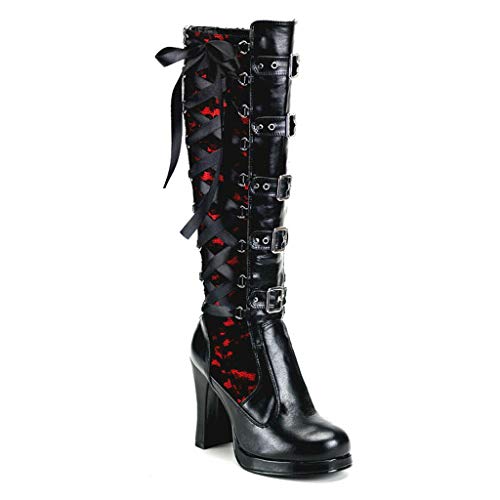 NOLDARES Platform Boots Over The Knee Sexy Thigh Boots Buckle Strap Lace Up High Heel Motorcycle Riding Womens Wedge Boots