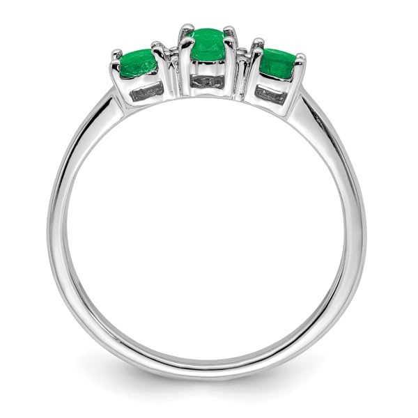 IceCarats 925 Sterling Silver Green Emerald 3 Stone Diamond Ring Gemstone Band Size 6