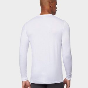 32 DEGREES Mens Heat Performance Thermal Baselayer Vneck Long Sleeve Top, White, Large