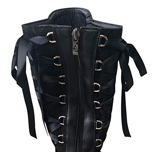 NOLDARES Platform Boots Over The Knee Sexy Thigh Boots Buckle Strap Lace Up High Heel Motorcycle Riding Womens Wedge Boots