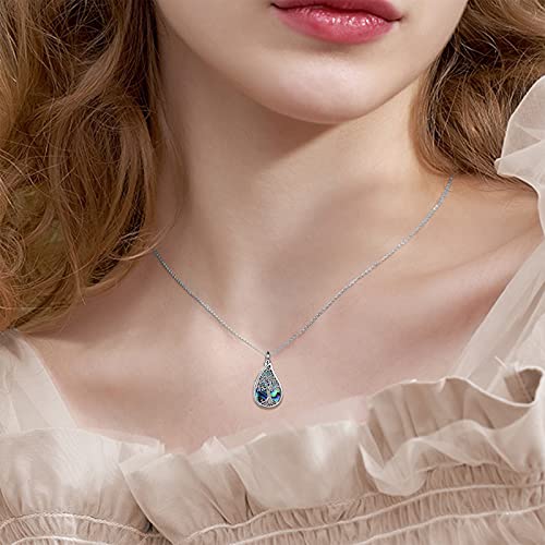 URONE Urn Necklace for Ashes Sterling Silver Teardrop Ashes Necklace Tree of Life Urn Pendant Cremation Jewelry for Ashes for Women Men