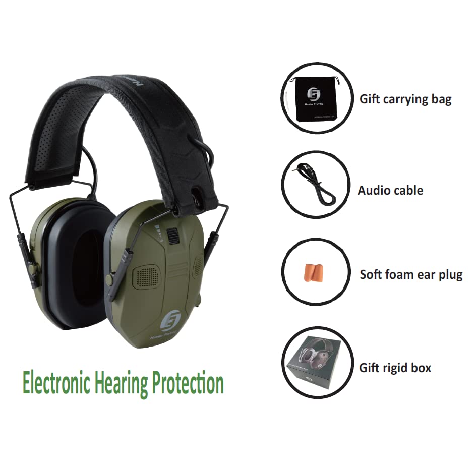 FUYOU 4 Mics Electronic Ear Protection Shooting Hearing Protection Ear Muff Gun Range-Noise Canceling Electronic Earmuff Hunting Sound Amplifier Ear Protector